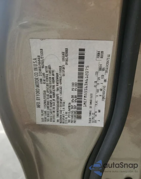 2003 Mercury Sable Ls Premium from USA, damaged, VIN 1MEFM55S63A612075